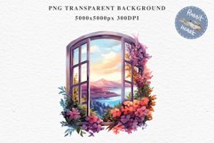 Floral Window Flowers Clipart PNG Scrapbooking Nursery Art Watercolor Transparent wedding invitation shirt designs sublimation printable bloom architecture  watercolor floral dried hanging herbs flowers clipart, sublimation nursery, wedding invitation
