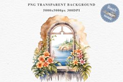 Floral Window Flowers Clipart PNG Scrapbooking Nursery Art Watercolor Transparent wedding invitation shirt designs sublimation printable bloom architecture  watercolor floral dried hanging herbs flowers clipart, sublimation nursery, wedding invitation