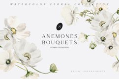 White Floral Bouquets Watercolor, Anemones Clipart Product Image 1