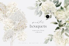 Watercolor Winter Bouquets Clipart, Watercolor Fluffy Floral Product Image 1