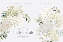Watercolor Winter Floral Clipart, Watercolor Fluffy Florals Product Image 1