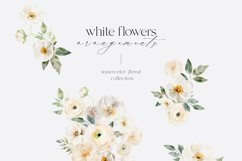 White Flowers Watercolor Collection, Roses Floral Clipart Product Image 4
