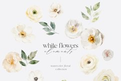 White Flowers Watercolor Collection, Roses Floral Clipart Product Image 3