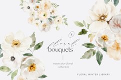 White Flowers Watercolor Bouquets, Roses Floral Clipart Product Image 1