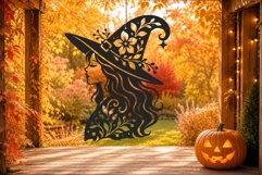 Floral Witch Halloween SVG Laser Cut Ornament