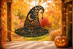 Floral Witch Hat Halloween SVG Laser Cut Ornament