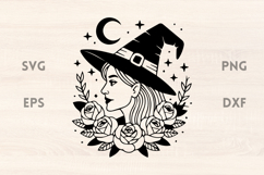 Rose Witch with Moon SVG Product Image 1