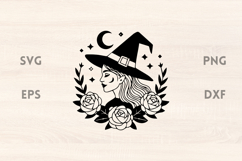 Witch with Rose Wreath SVG Product Image 1
