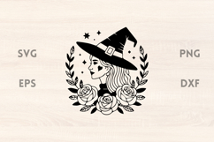 Witch with Heart and Roses SVG Product Image 1