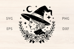 Witch with Stars and Moon SVG Product Image 1