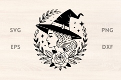 Vintage Witch Portrait with Roses SVG Product Image 1