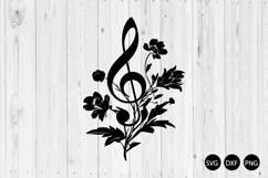 Floral Treble Clef SVG, Music Note SVG Product Image 1