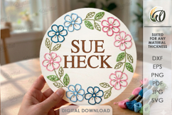 Floral Embroidery Sign Laser Cut. Embroidery Pattern SVG Product Image 1