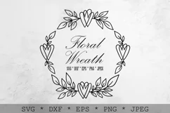 Floral Wreath Svg. Hearts and Leaves Frame Png Clipart. Product Image 5