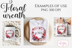 Watercolor floral wreath clipart PNG | Spring sublimation Product Image 2