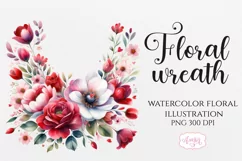 Watercolor floral wreath clipart PNG | Spring sublimation Product Image 1