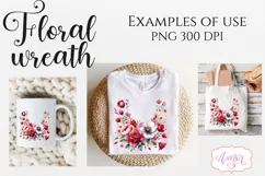 Watercolor floral wreath clipart PNG | Spring sublimation Product Image 2