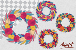Floral wreath clipart, colorful autumn wreath, transparent Product Image 1
