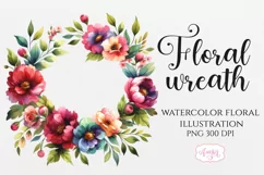 Watercolor floral wreath clipart PNG | Spring sublimation Product Image 1