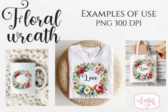 Watercolor floral wreath clipart PNG | Spring sublimation Product Image 2