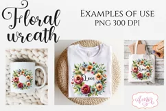 Watercolor floral wreath clipart PNG | Spring sublimation Product Image 2