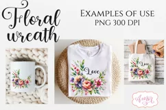 Watercolor floral wreath clipart PNG | Spring sublimation Product Image 2