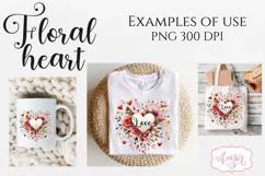 Watercolor floral heart clipart PNG | Spring sublimation PNG Product Image 2