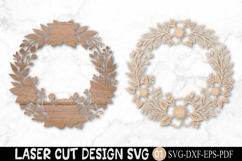 Floral Wreath Laser Cut SVG Product Image 2