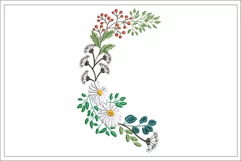 Floral wreath embroidery design, wild flowers embroidery Product Image 1