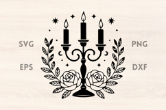 Candle Holder Roses Halloween SVG Product Image 1