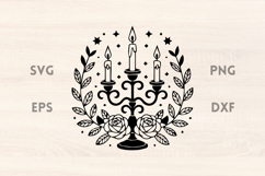 Candles with Stars and Laurel Halloween SVG Product Image 1