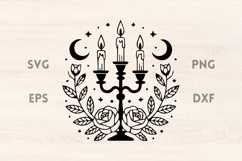 Candles with Moons and Laurel Halloween SVG Product Image 1