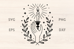 Candle with Laurel and Hand Halloween SVG Product Image 1