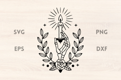 Candle with Rose and Hand Halloween SVG Product Image 1
