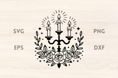 Candles with Roses Halloween SVG Product Image 1