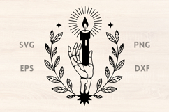 Candle with Laurel and Skeleton Hand SVG Product Image 1