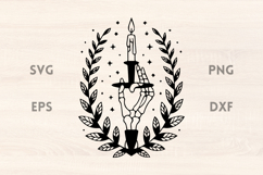 Candle with Skeleton Hand SVG Product Image 1