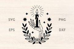 Skeleton Hand holding Candle Halloween SVG Product Image 1