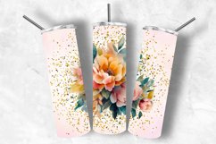 Tumbler Flower Wrap, Watercolor Floral Png, 20oz Design Product Image 1