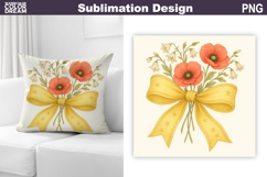 Wildflowers Bow Sublimation | Poppy Pillow Design Product Image 1