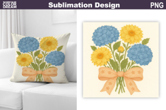 Daisy Bow Sublimation | Hydrangea Pillow Design Product Image 1