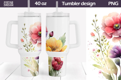Watercolor Floral Tumbler 40 Oz | Poppies Tumbler 40 Oz Product Image 1