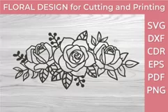 Elegant Floral Border with Roses SVG PNG DXF CDR EPS Product Image 1