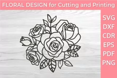 Vintage Floral Roses SVG Clipart T-shirt Printable PNG DXF Product Image 1