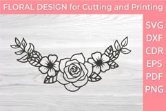 Rose Garland Design SVG Line Art Border PNG DXF CDR EPS PDF Product Image 1