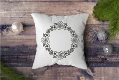 Romantic Rose Wreath Outline SVG, Floral Wreath PNG DXF Product Image 6