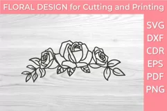 Vintage Rose Wreath SVG Illustration Garland Design PNG DXF Product Image 1