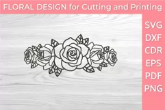 Elegant Roses and Leaves SVG Outline PNG DXF PDF CDR Product Image 1