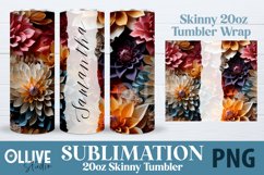 3D Flowers Tumbler Wrap Sublimation PNG Product Image 1