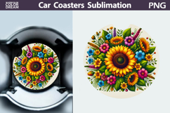 Wildflowers Car Coaster | Sunflowers Car Coaster Product Image 1